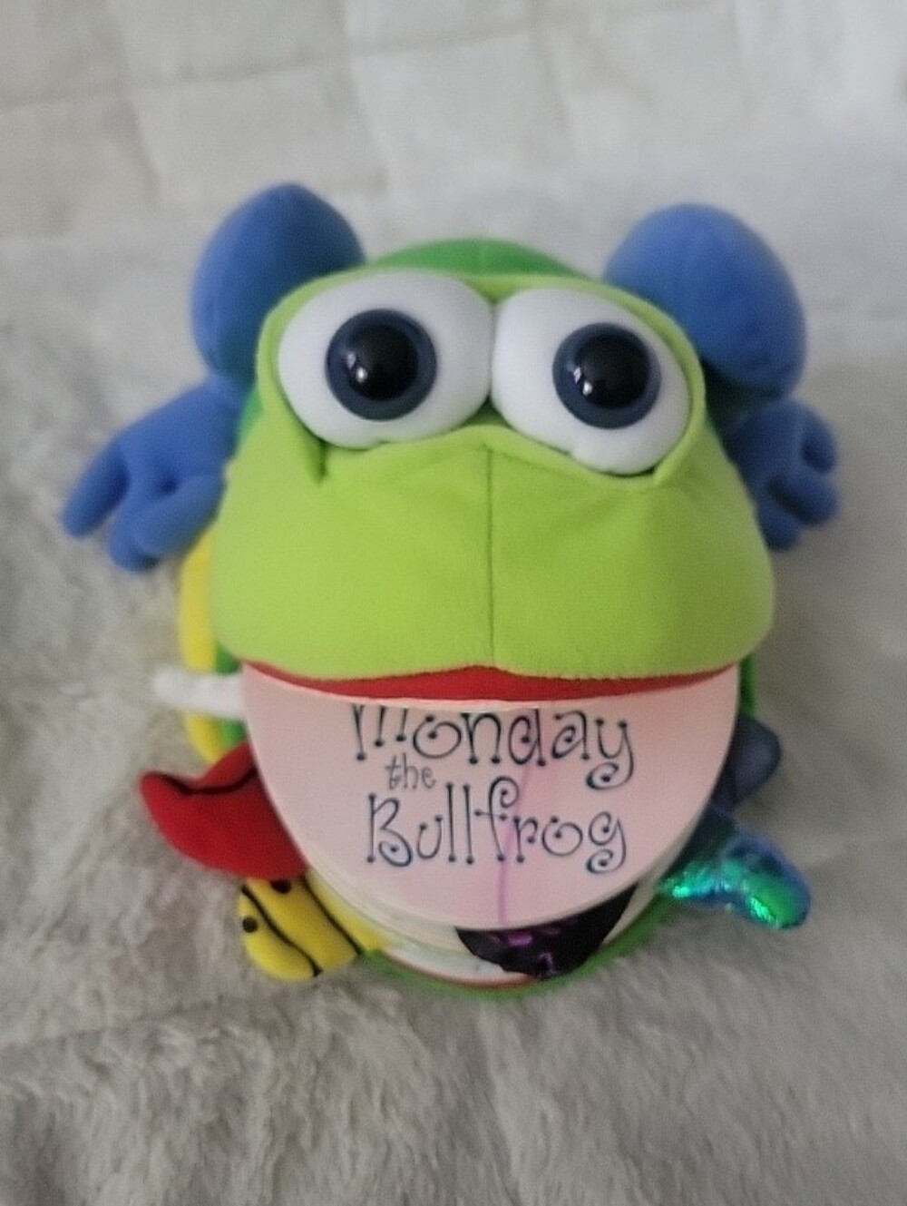 Monday the Bullfrog Plush Toy - Green & Blue Bookr